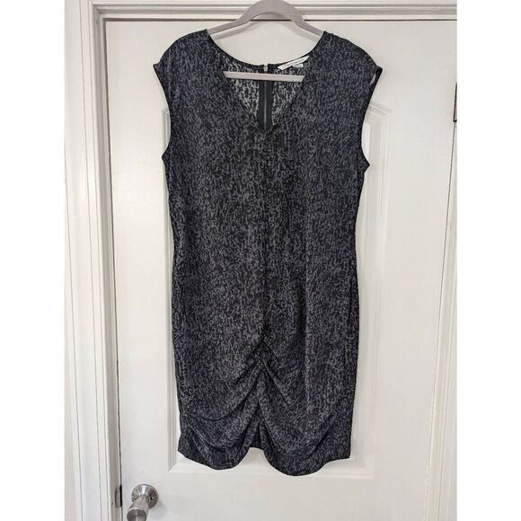 French Connection‎ Animal Print Dress women's size 12 black gray cinching - Picture 1 of 8